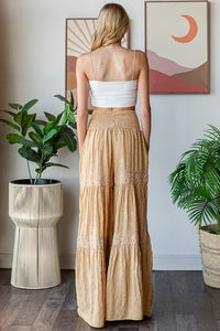 Oli & Hali SMOCKED Waist Wide Leg Pants in Tan