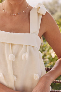 In February Blossom Floral Embroidery Midi Dress in Cream