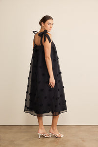 In February Blossom Floral Embroidery Midi Dress in Black Dress In February   