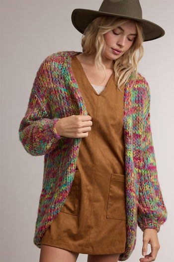 Wishlist Open Front Marled Knit Cardigan in Multi