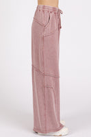 Mittoshop Mineral Washed Pants with Asymmetric Seams in Faded Plum