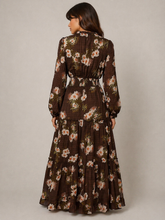 Load image into Gallery viewer, Davi &amp; Dani Boho Floral Print Dress in Brown
