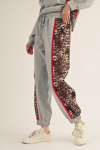 Jodifl Animal Contrast Accent Casual Sweatpants in Heather Grey