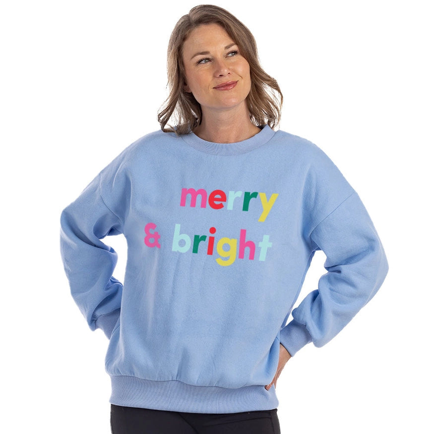Katydid Merry & Bright Christmas Sweatshirt in Light Blue Shirts & Tops Katydid   