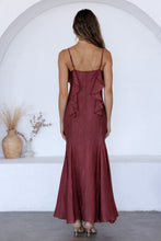 Load image into Gallery viewer, Storia Satin Ruffle V-Neck Dress in Raspberry

