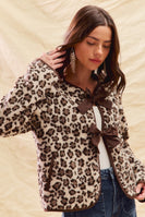 So Me Leopard Sherpa Fleece Jacket in Brown