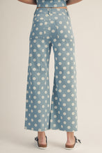 Load image into Gallery viewer, LovLov Classic Polka Dot Rhythm Wide Leg Pants in Denim Blue

