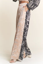 Load image into Gallery viewer, J.nna Multi Pattern Satin Colorblock Pants in Champagne Black
