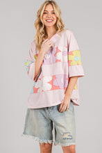 Load image into Gallery viewer, Sage+Fig OVERSIZED Pastel Retro Floral Patched Top in Light Pink
