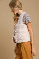 Umgee Heart Quilted Vest in Light Pink