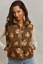 Load image into Gallery viewer, So Me Floral Jacquard Quilted Vest in Brown
