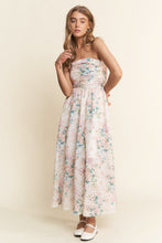 Load image into Gallery viewer, J.nna Floral Print Embroidered Strapless Midi Dress in Spring Bloom

