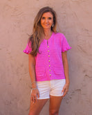 FATE Textured Knit Front Button Cardigan in Lilac