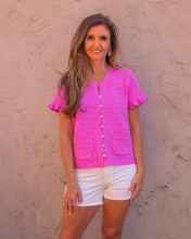 Load image into Gallery viewer, FATE Textured Knit Front Button Cardigan in Lilac
