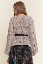 Load image into Gallery viewer, J.nna Open Knit Sweater with Bow Detail in Warm Grey
