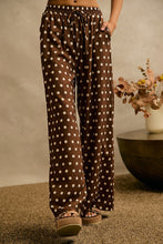 Load image into Gallery viewer, So Me Polka Dot Waist Elastic Wide Leg Pants In Brown/White

