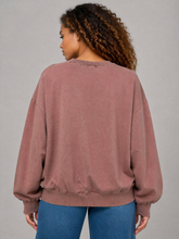 Load image into Gallery viewer, Easel Solid Color Mineral Washed Terry Knit Top in Cinnamon
