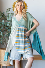 Load image into Gallery viewer, Oli &amp; Hali OVERSIZED Mixed Fabric Babydoll Top in Dusty Green
