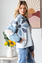 Load image into Gallery viewer, Oli &amp; Hali Collared Top with Eyelet Lace and Daisy Patches in Blue
