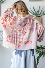 Load image into Gallery viewer, Oli &amp; Hali Oversized Mixed Fabric Star Patched Top in Pink
