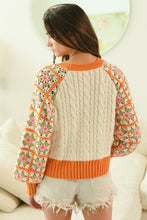 Load image into Gallery viewer, BiBi Cable Knit Sweater with Granny Square Crochet Sleeves in Apricot
