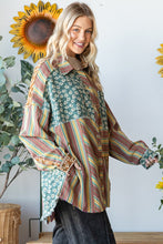 Load image into Gallery viewer, Oli &amp; Hali Mixed Fabric Button Down Top in Honey
