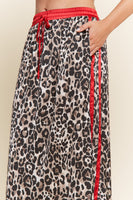 J.nna Leopard Print Satin Mini Skirt with Contrasting Stripes in Leopard