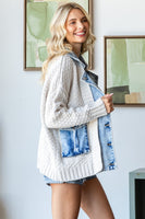 Veveret Denim and Knit jacket in Cream/Denim