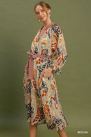 Umgee Abstract Print Midi Dress in Mocha