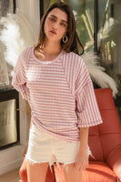 BiBi Textured Striped Top in Lavender