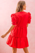 Load image into Gallery viewer, So Me Solid Color Tiered Dress in Red
