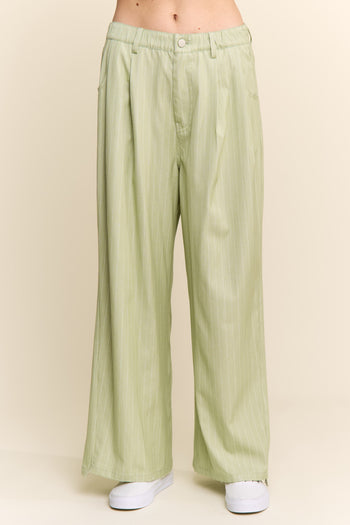 J.nna Striped Relax Fit Slacks in Pistachio