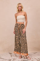 BiBi Lightweight Leopard Pant With Contrasting Print Details in Leopard/Rust
