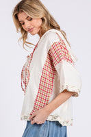 Sage+Fig Mix n Match Hooded Top with Daisy Patch Front in Cream