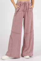 Mittoshop Mineral Washed Pants with Asymmetric Seams in Faded Plum