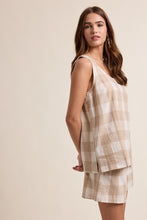 Load image into Gallery viewer, Wishlist Gingham Tank Top And Shorts Set in Taupe/Off White
