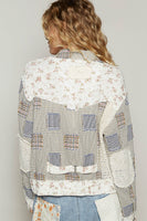 POL Mixed Print Patchwork Jacket in Green Multi