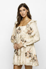 Load image into Gallery viewer, Storia Rose Print And Embossed Baby Doll Dress in Beige Floral

