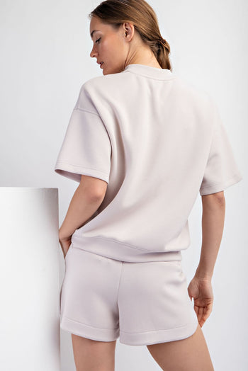 Rae Mode Scuba Mock Neck Top in Mocha Cream FINAL SALE