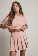 Wishlist Waffle Pleated Mini Skort in Rose