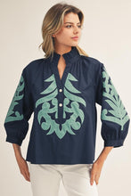 Load image into Gallery viewer, Jodifl Baroque Applique Detail Top in Navy
