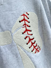 Load image into Gallery viewer, Embroidery Baseball Bows Sweatshirt in Pearl Gray
