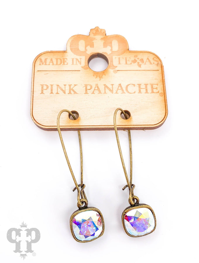 Square Crystal Earrings in Bronze Earrings Pink Panache Brands   
