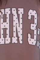 BucketList “John 3:16” Heart Applique Varsity Sweatshirt in Brown