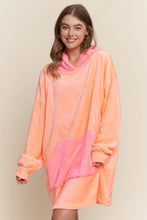 Load image into Gallery viewer, J.nna Neon Color Block Hooded Loungewear Dress in Neon Coral
