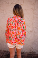 FATE Floral Print Chiffon Top in Pink Multi