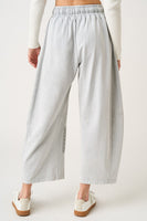 Mittoshop Mineral Wash Crochet Patch Barrel Leg Pants in Silver