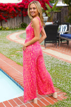 Load image into Gallery viewer, Haptics Boho Batik Print Fit and Flare Jumpsuit in Fuchsia
