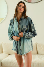 Load image into Gallery viewer, BiBi Checkered Denim Mix N Match Patched Top in Denim
