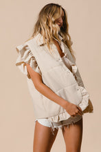 Load image into Gallery viewer, BiBi Solid Color Puff Vest with Ruffle Details in Sand
